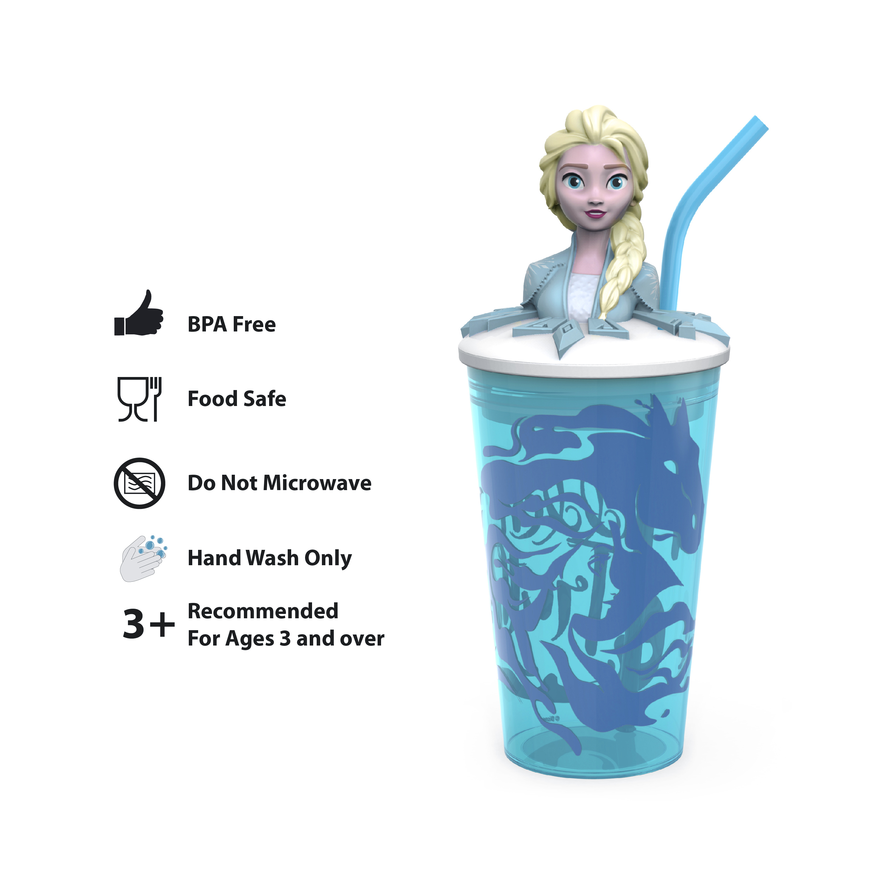 Disney Frozen 2 Movie 15 ounce Kid’s Tumbler, Anna and Elsa, 2-piece set slideshow image 3