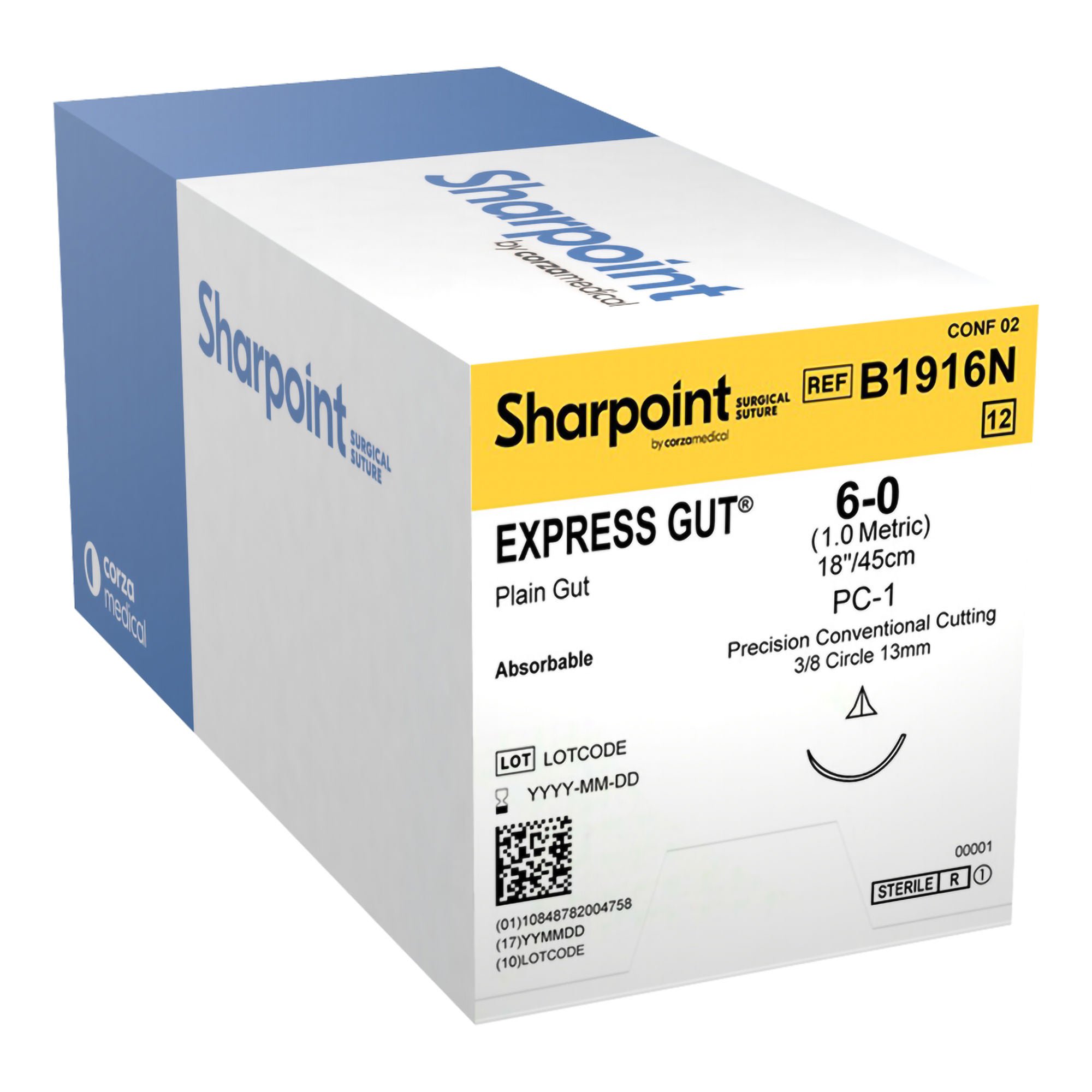 Surgical Specialties SUTURE, GUT PLAIN SNGL ARM NATPC-1 6-0 1"X18" (12/BX)