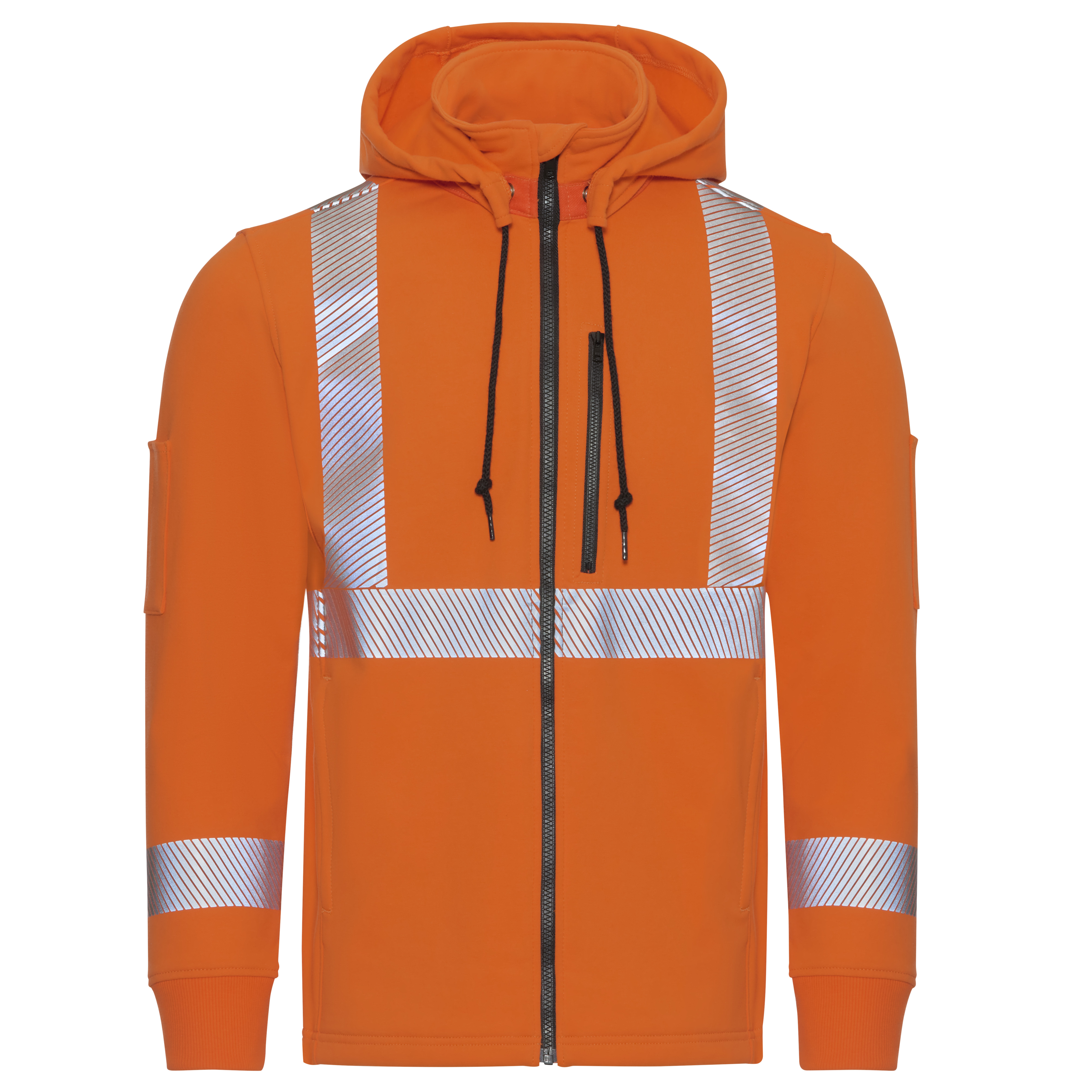 Men‘s Full Zip Fleece Jacket with Reflective Trim and Detachable Hood-Bulwark