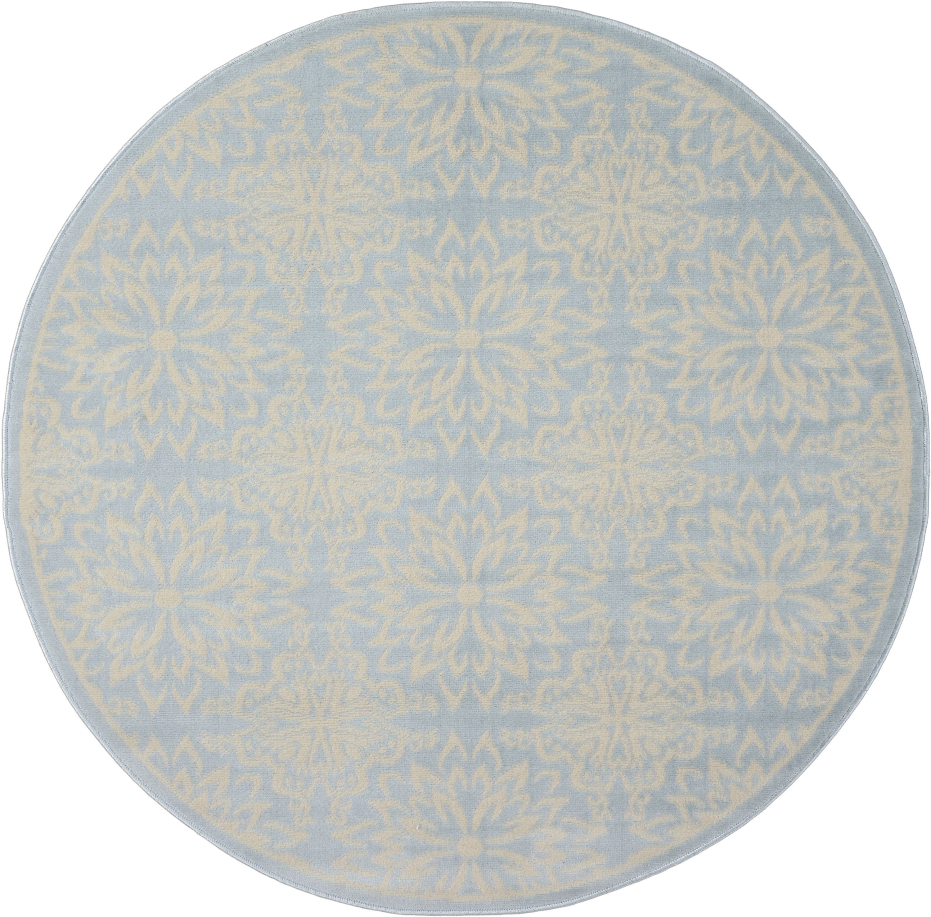 Nourison Jubilant 5'3" x Round Ivory Light Blue Farmhouse Indoor Rug