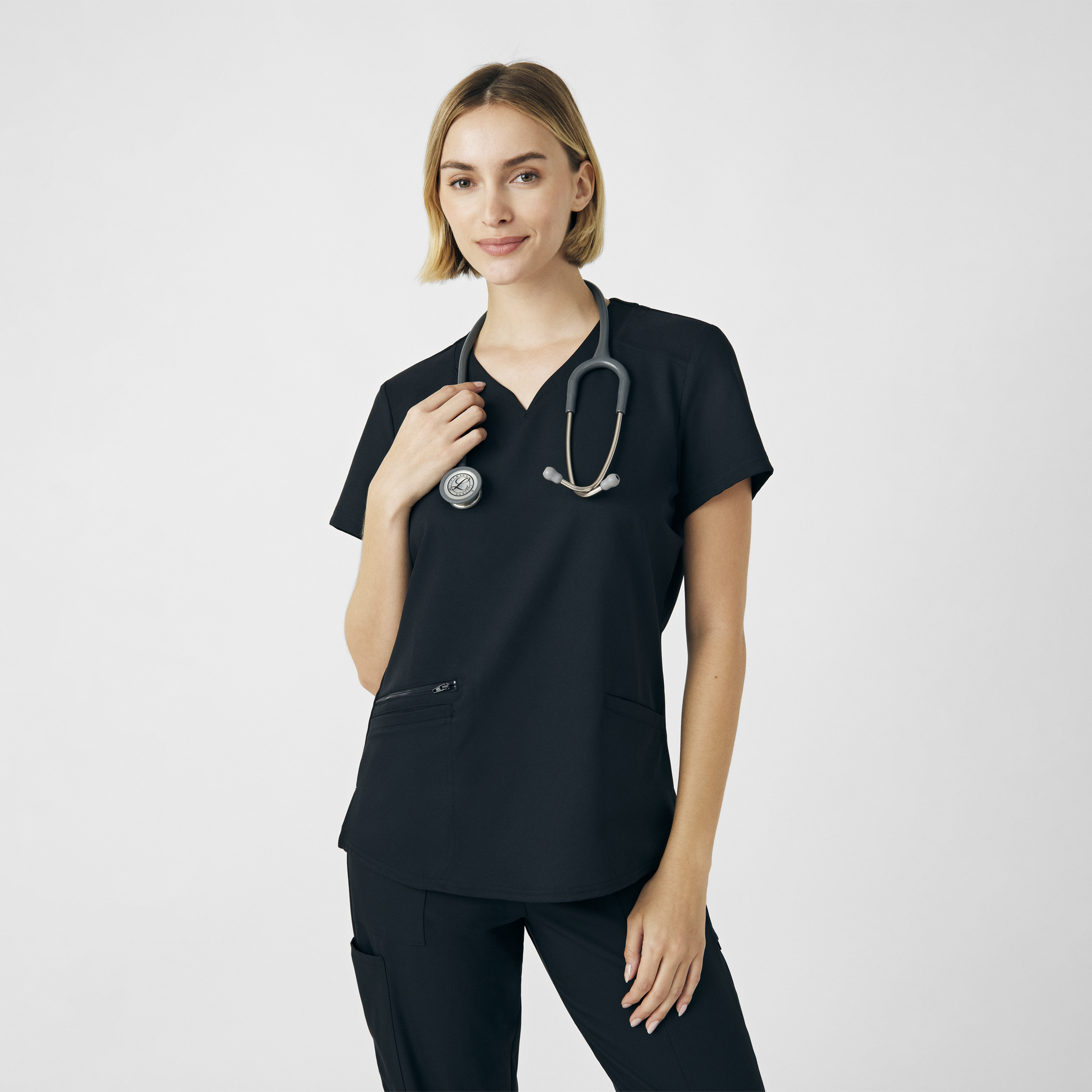 White Cross VIBE Women&#8216;s 3-Pocket V-Neck Scrub Top-White Cross