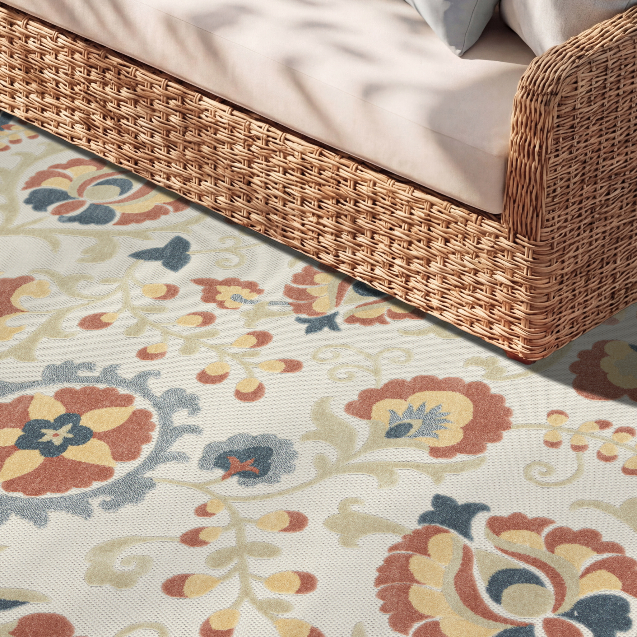 Nourison Aloha 5'3" x 7'5" Grey Multicolor Farmhouse Rug