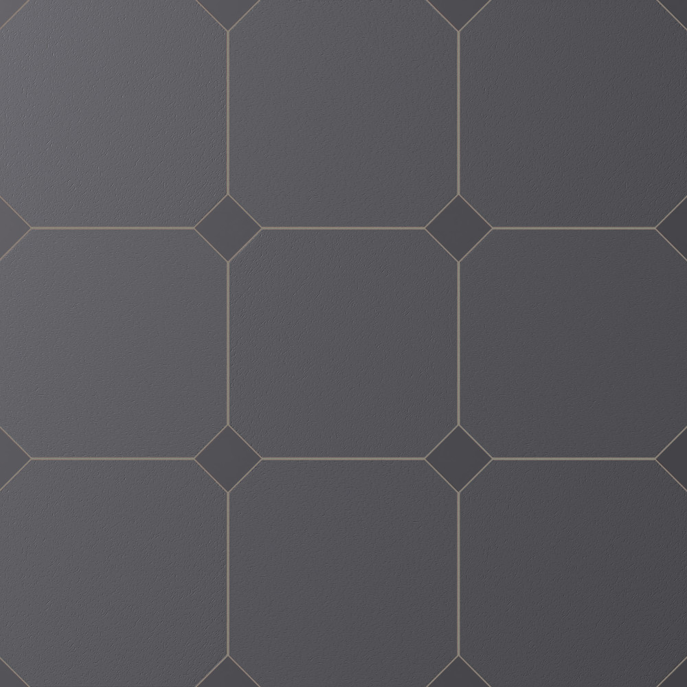 Vaudeville Octagon Antracita with Taco Antracita_x000D_ 7-7/8 in. x 7-7/8 in. Porcelain Floor and Wall Tile