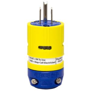Ericson&reg; Straight Blade Plug, 15A, 125V ac, Solid Brass Blade, NEMA 5-15P, Plug Connection, 2-Pole, 3-Wire, Yellow