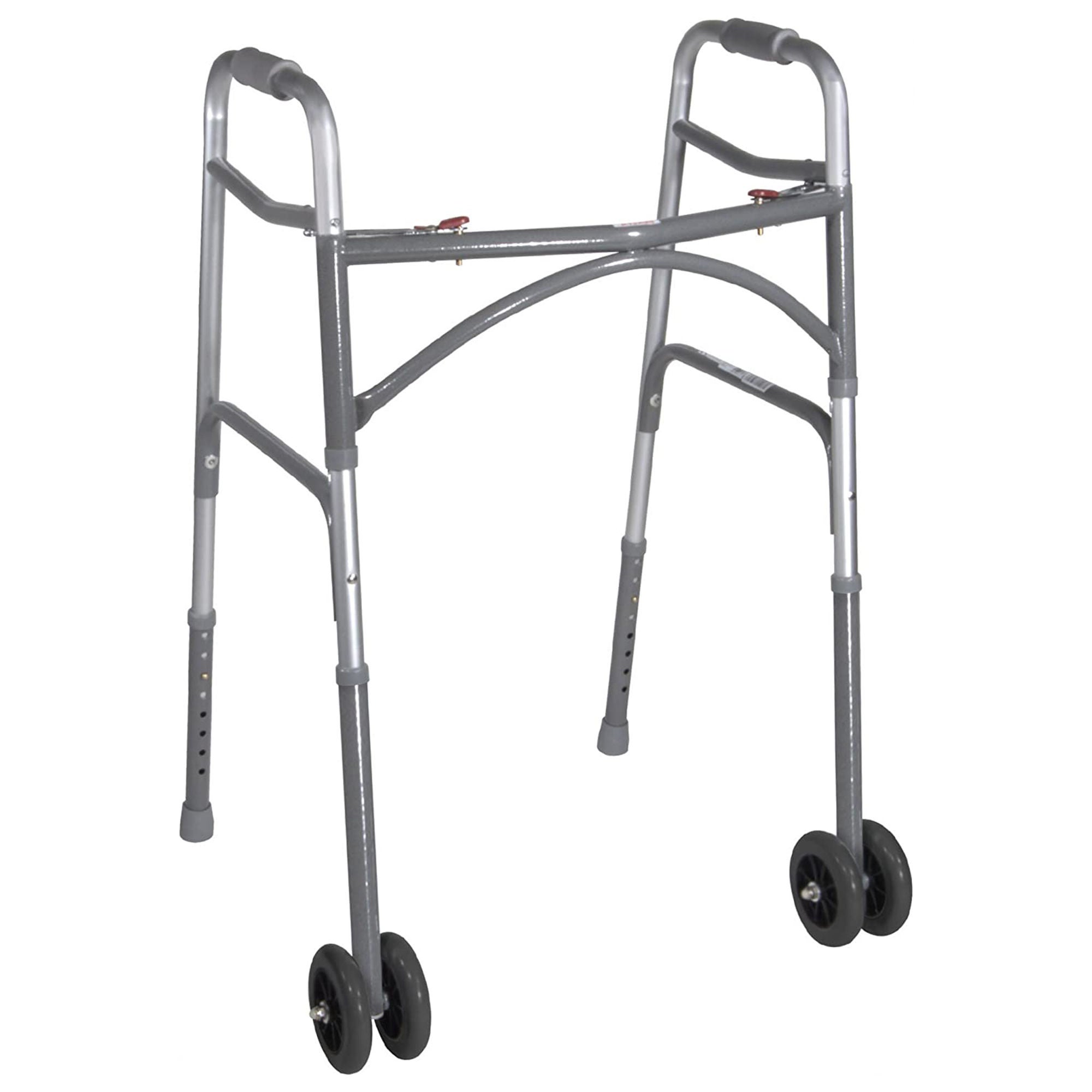 McKesson Bariatric Folding Walker w/ Wheels, Height Adjusts from 32 to 39 Inches
