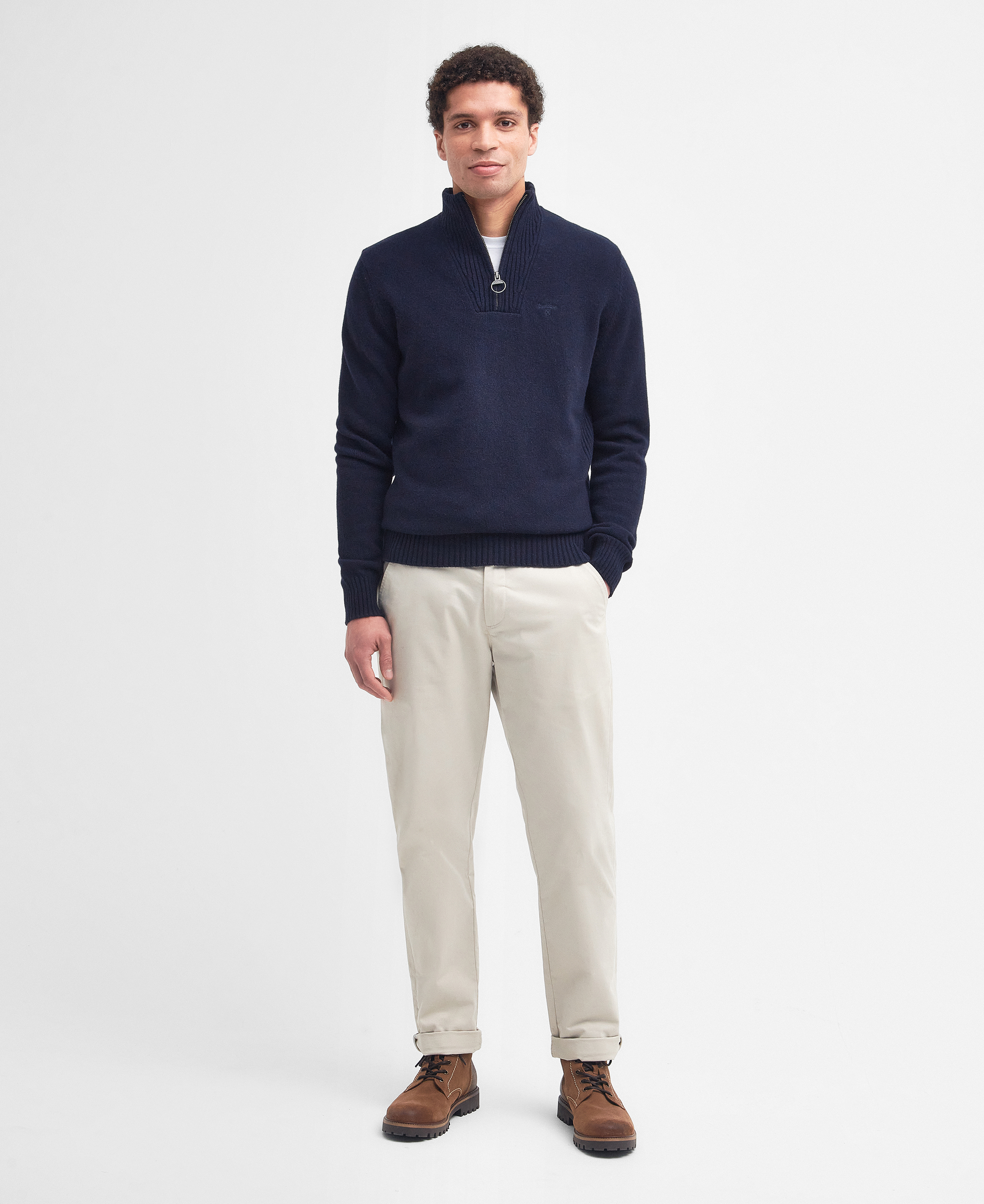 Maglione con mezza zip in lana d'agnello Essential image number 1