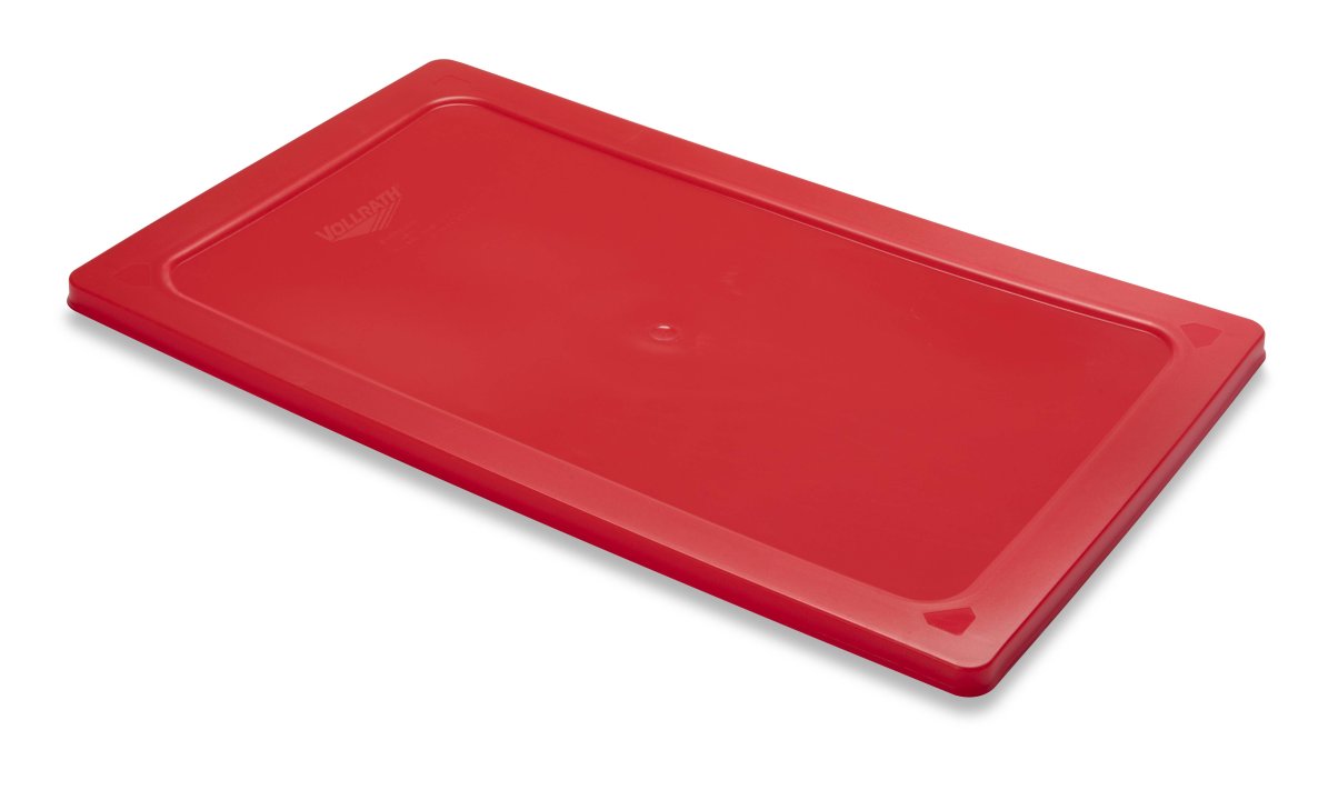 Full-size Super Pan V® flexible steam table hotel pan lid in red