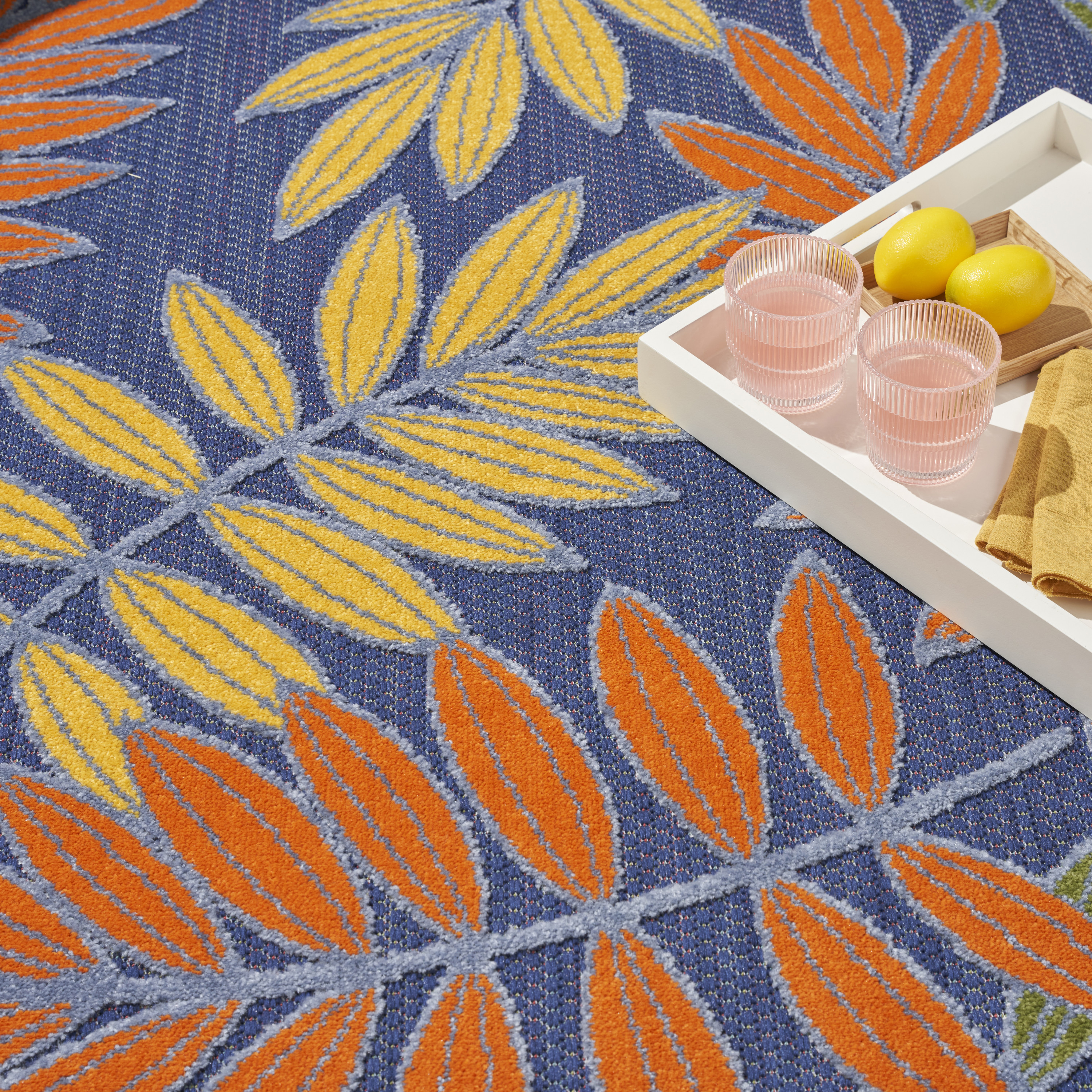 Nourison Aloha 6' x 9' Navy Multicolor Outdoor Rug