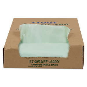 Envision,  EcoSafe-6400 LLDPE Compostable Liner, 30 gal Capacity, 30 in Wide, 39 in High, 1.1 Mils Thick, Green