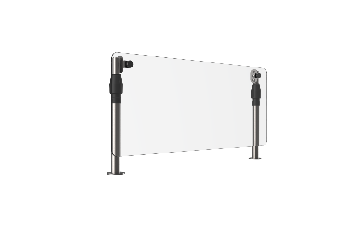 36-inch-wide adjustable breath guard with flat acrylic panel and mounting posts