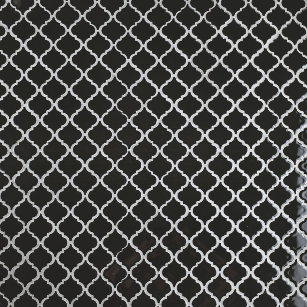 Hudson Tangier Glossy Black 12-3/8 in. x 12-3/8 in. Porcelain Mosaic Tile