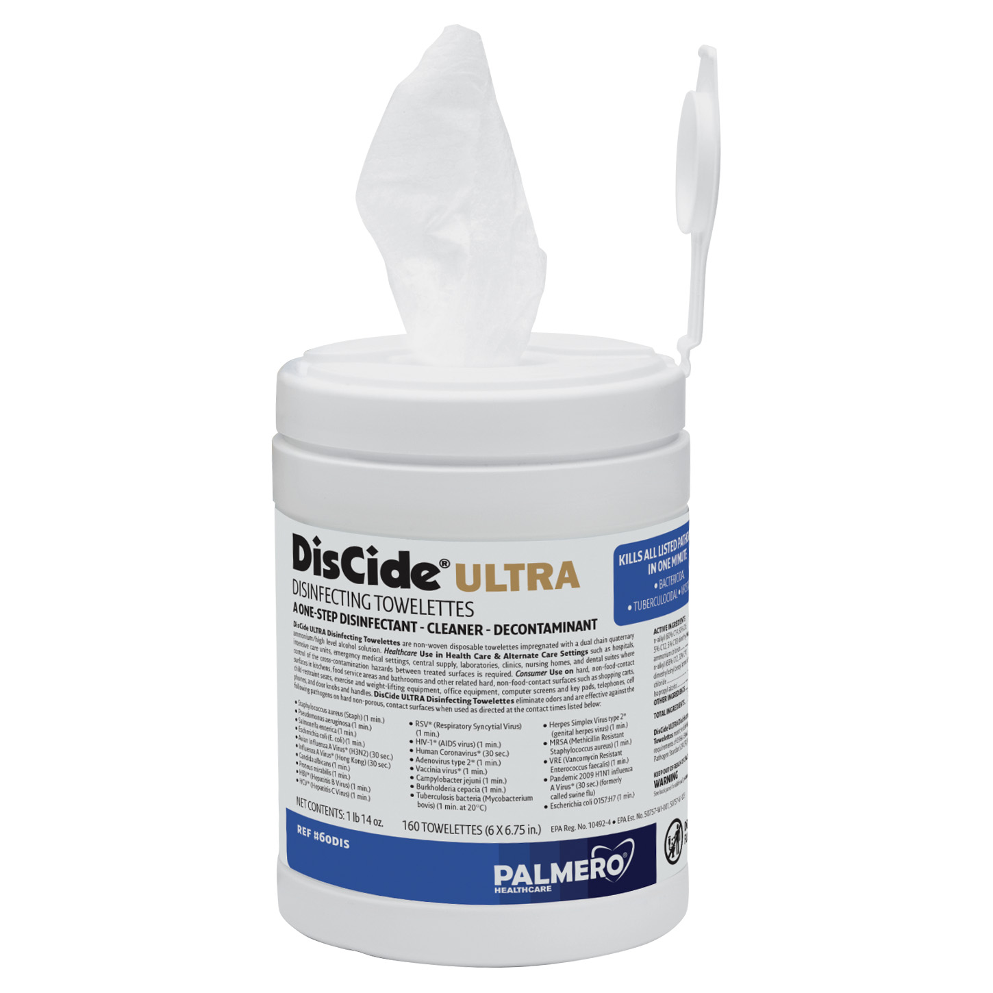 DisCide® Ultra Small Wipes 6" x 6.75",  160/Container
