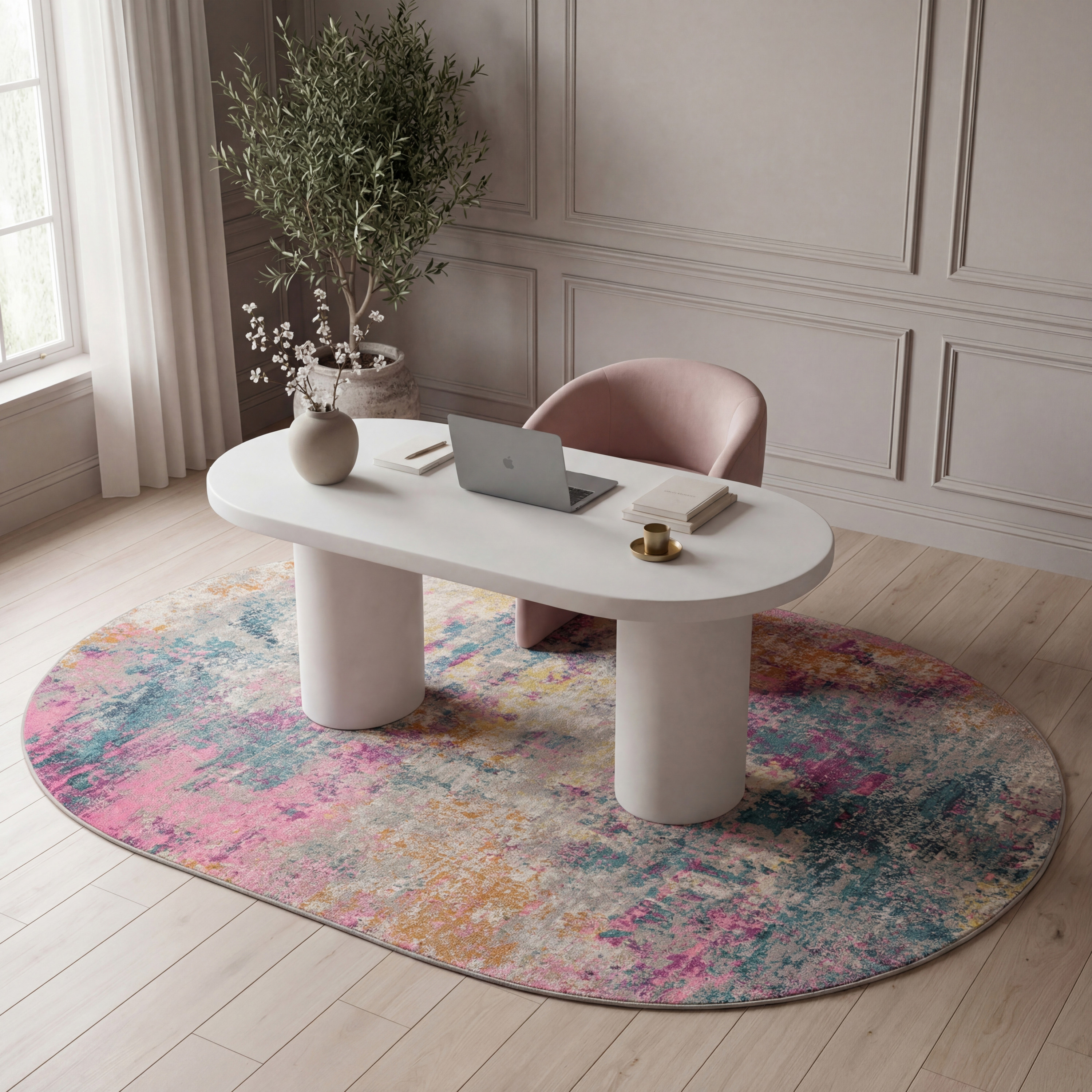 Nourison Passion 6' x 9' Oval Ivory Multicolor Modern Indoor Rug