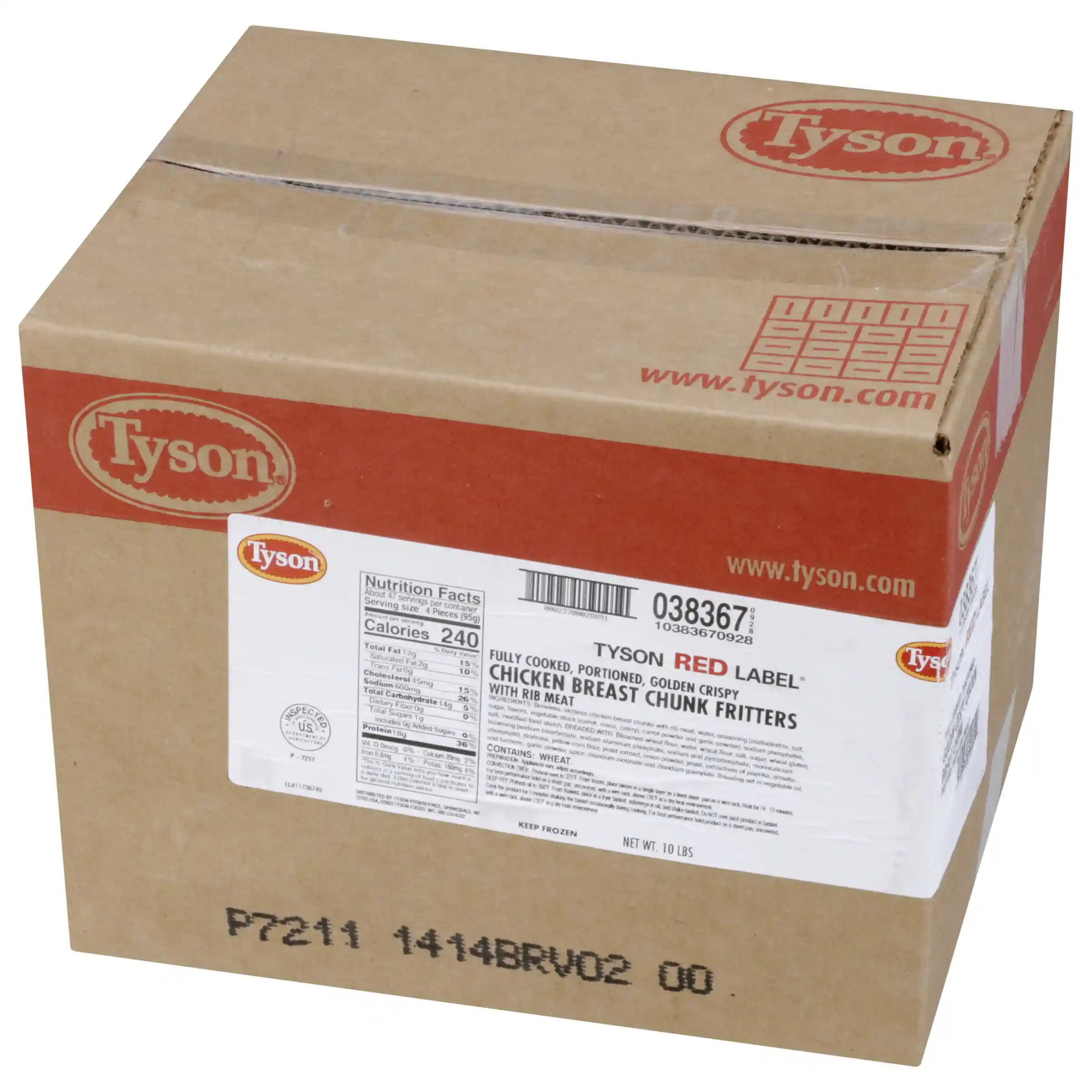 Tyson Red Label® Fully Cooked Golden Crispy Select Cut Chicken Breast Chunk Fritters_image_5