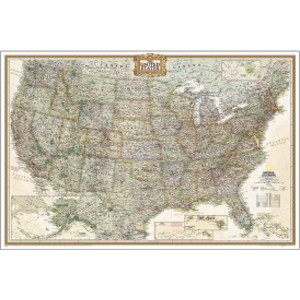United States Executive Map, Poster Size and Laminated, 36" x 24"