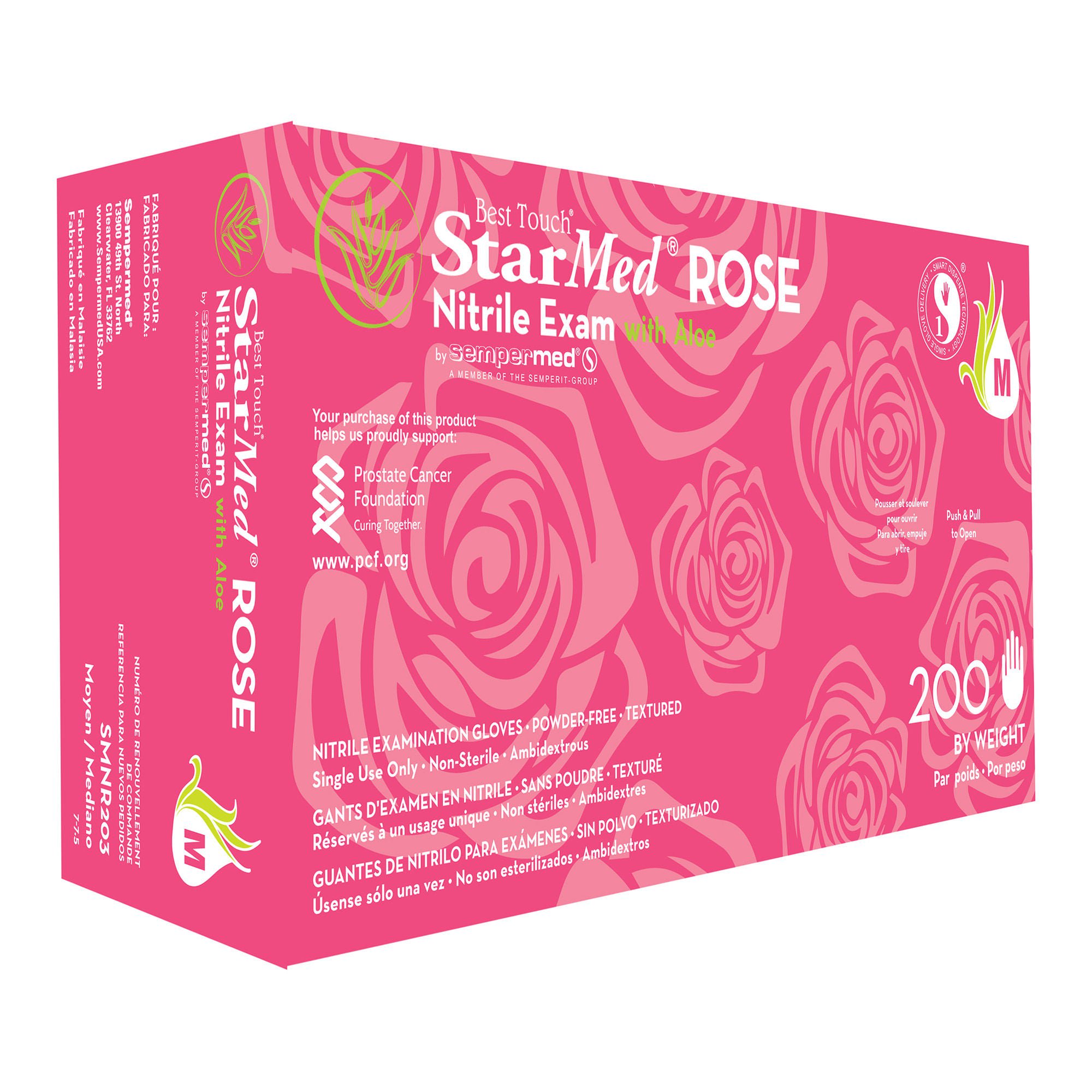 StarMed® Rose Nitrile Exam Glove, Medium, Pink