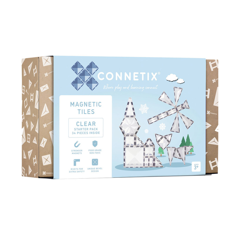 Magnetic Tiles Clear Starter Pack, 34 Pieces