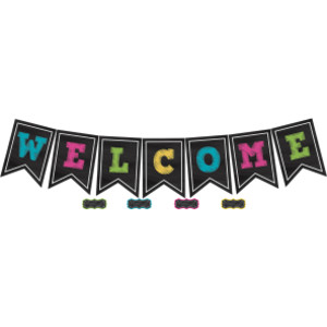 Chalkboard Brights Pennants Welcome Bulletin Board Display