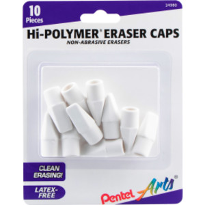 Hi-Polymer White Cap Erasers, 10 Per Pack, 6 Packs