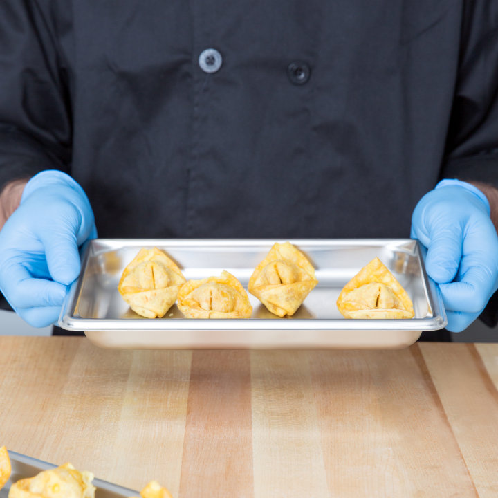 Fourth-size 1 ¼-inch-deep Super Pan V® stainless steel steam table pan