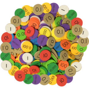 10-Value Decimals to Whole Numbers Place Value Disc, Pack of 3000