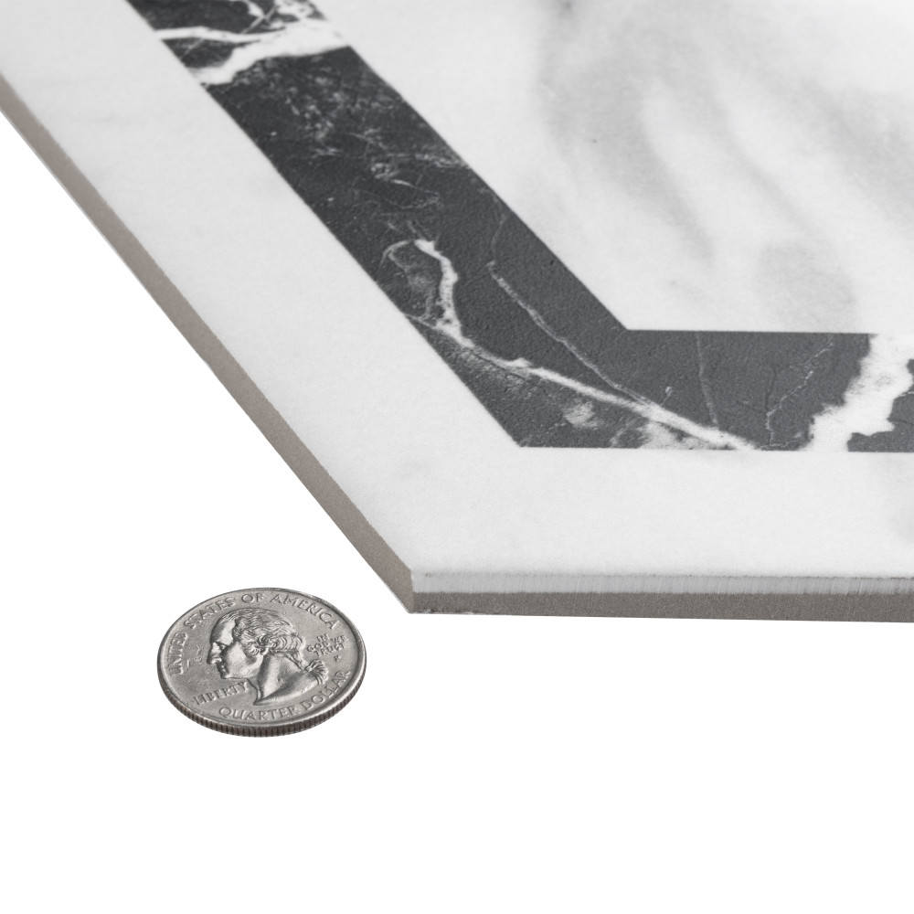 Marbilia Hex Venato Black Geo with Biotech 11 in. x 13 in. Porcelain Floor and Wall Tile