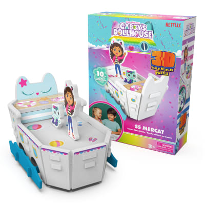 Spin Master, Gabby's Dollhouse 3D Build N' Play Puzzle, SS Mercat Boat 10-inch Vehicle Foam Puzzle, Ages 3+