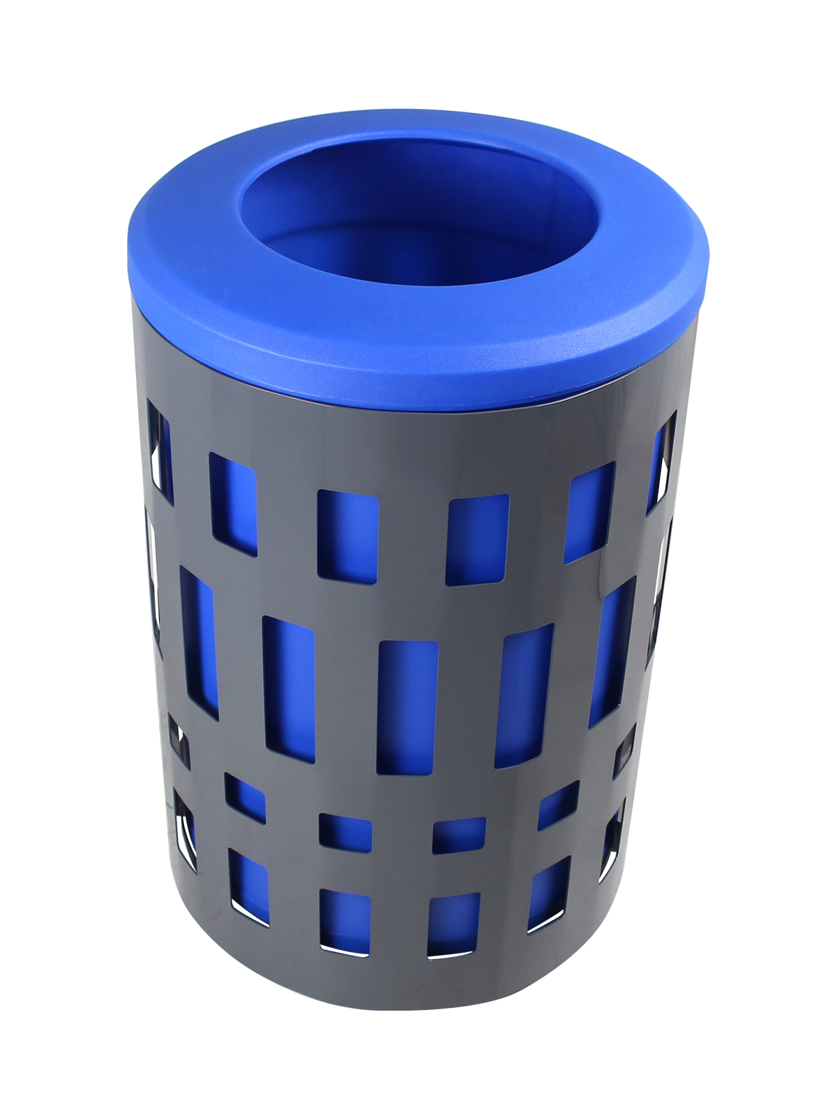 Busch Systems Vancouver single stream container with blue liner and blue standard full open lid