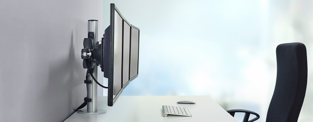 Easily align 3 monitors into the most comfortable viewing position.