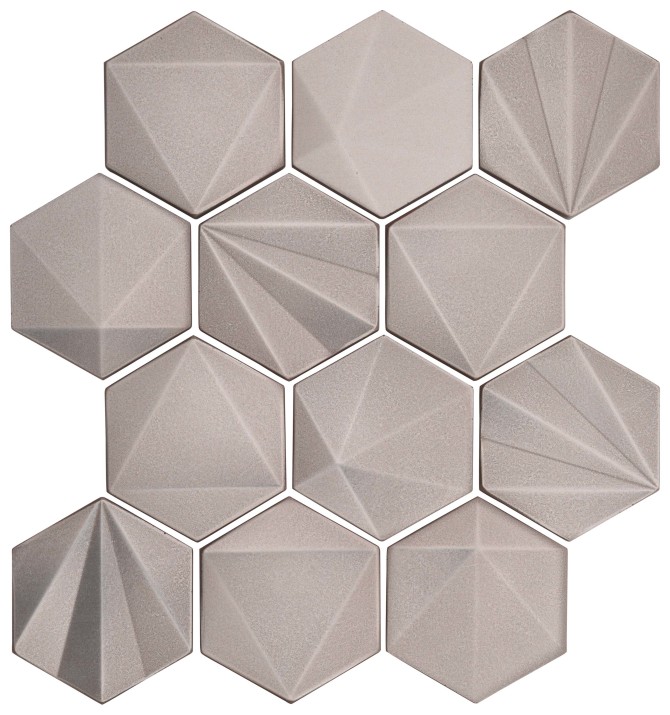 Geometal Nickel 3″ Hexagon Mosaic Satin