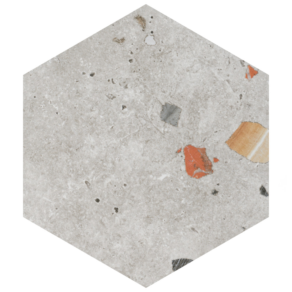 Sample – Sonar Hex Silver Porcelain Floor and Wall Tile