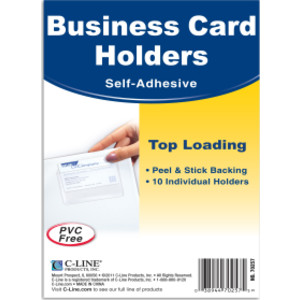 Self-Adhesive Business Card Holder, Top Load, 2 x 3-1/2, Pack of 10