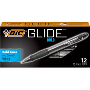 Glide&trade; Bold Retractable Ball Point Pen, Bold Point (1.6mm), Black, 12-Count