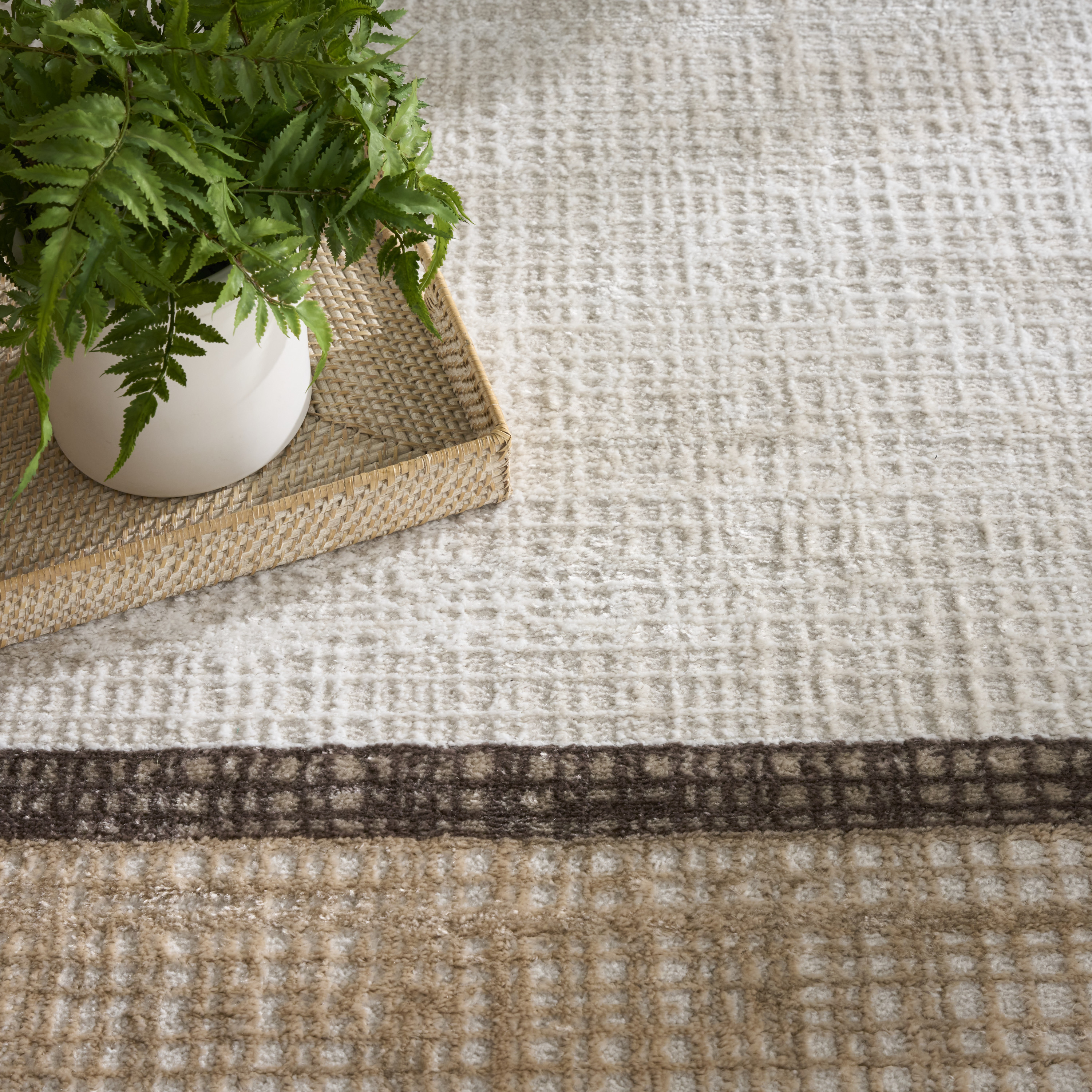 Nourison Dekor 7'10" x 9'10" Ivory Brown Modern Indoor Rug