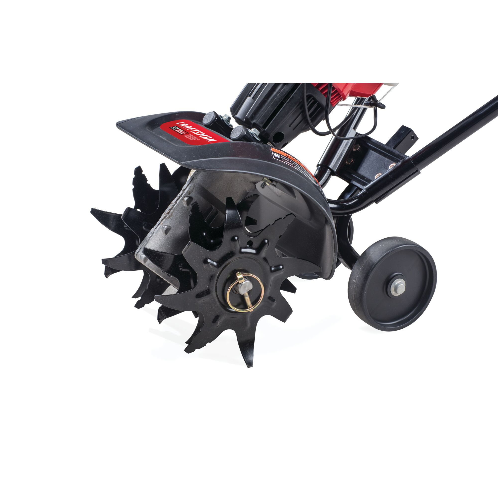 Removable transport wheels feature of 2 Cycle Gas cultivator.