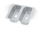 Three-bowl stainless steel self-rimming vending cart drop-in sink