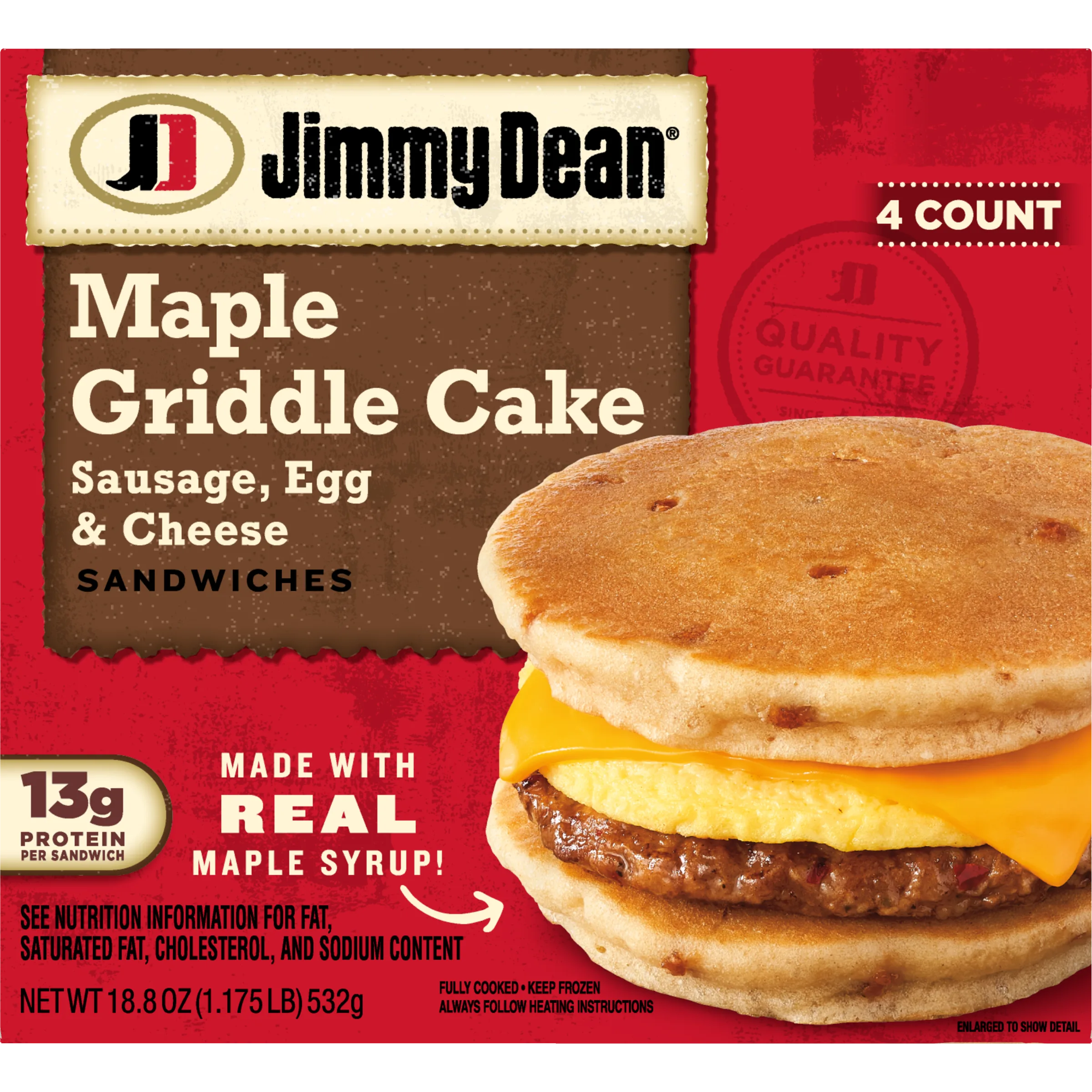 Sausage, Egg and Cheese Maple Griddle Cake Sandwiches