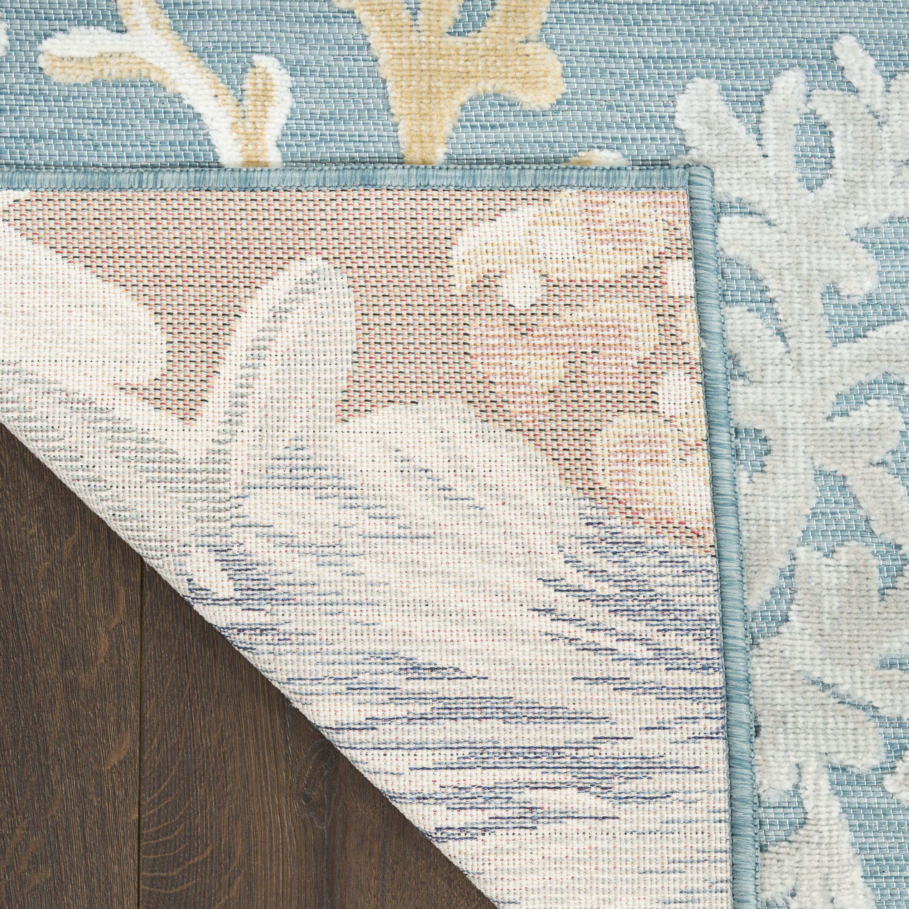 Nourison Suncoast 4' x 6' Teal Multicolor Coastal, Nautical & Beach Rug