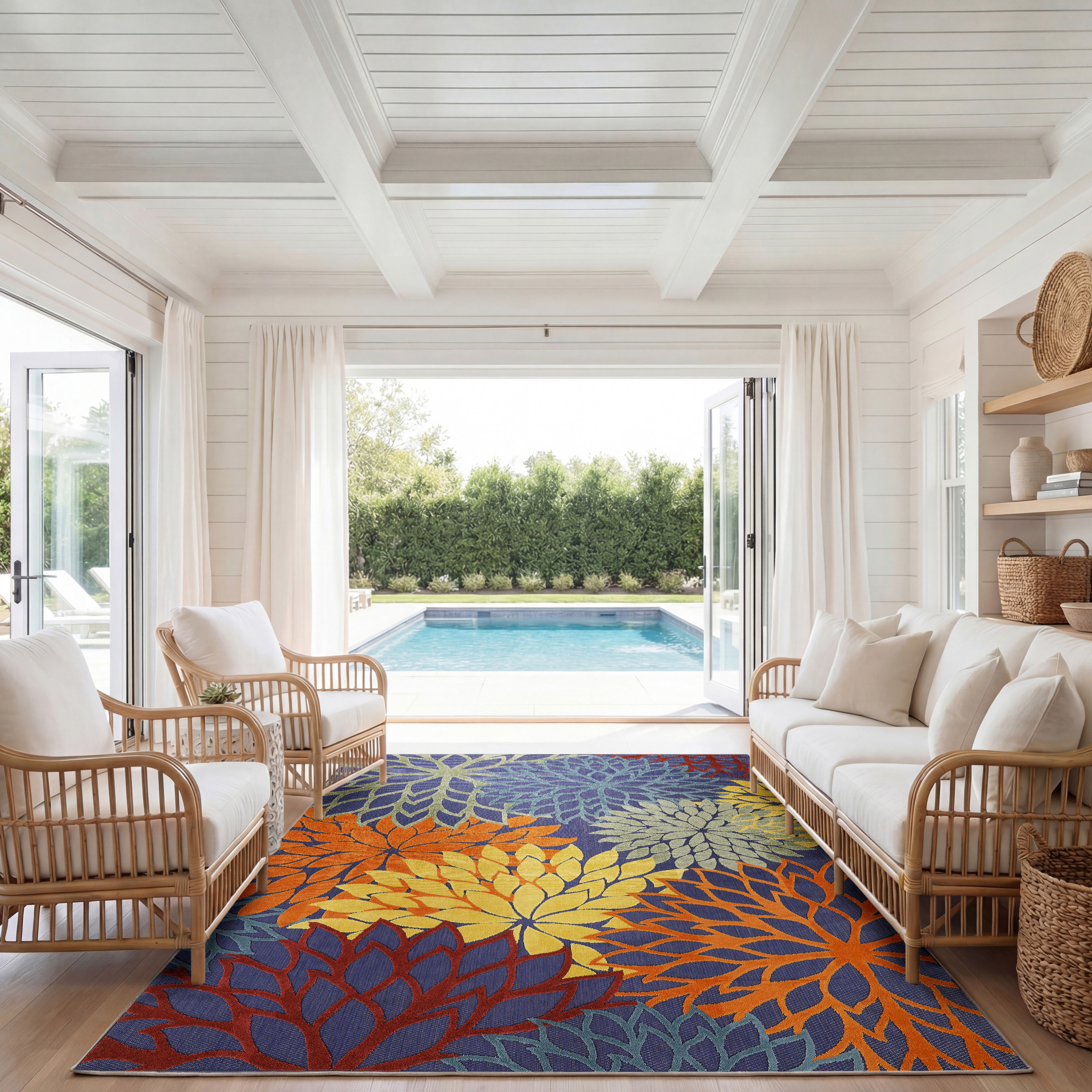 Nourison Aloha 7' x 10' Navy Multicolor Outdoor Rug
