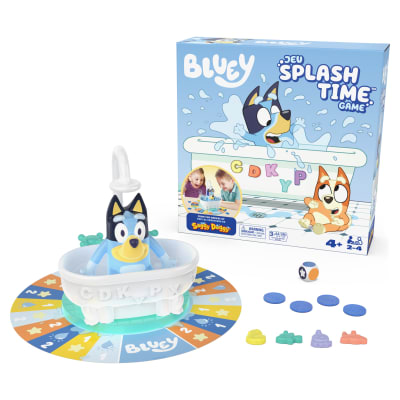 Spin Master Games, Bluey Splash Time Game, Interactive Showering Shaking Wet Dog Game with Bluey Figure for Preschool Kids, from the Makers of Soggy Doggy, 2-4 Players, for Ages 4 & Up