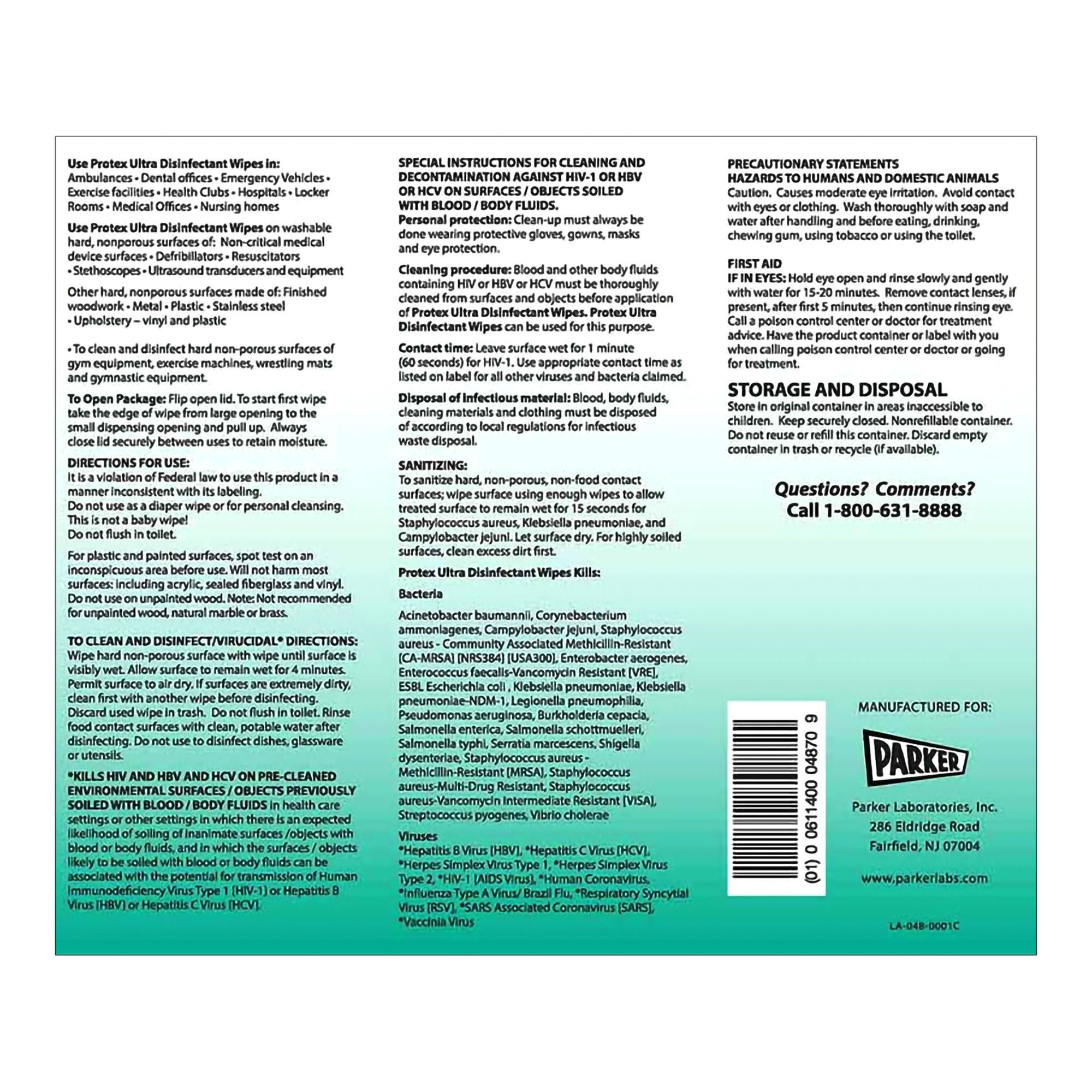 Protex® Ultra Disinfectant Wipes, Premoistened Broad Spectrum