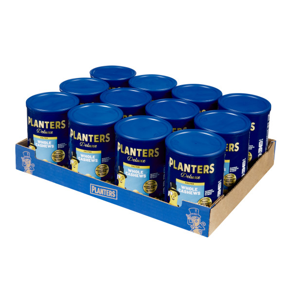 PLANTERS(r) Deluxe Whole Cashews 12/18.25oz . C1RM - Front Right Open Case (Hi Res)