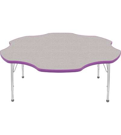 Creative Colors® Activity Table, Daisy, 60" Diameter, Gray Nebula Top Color, Purple Edge Color, Standard Leg Height, Platinum Si