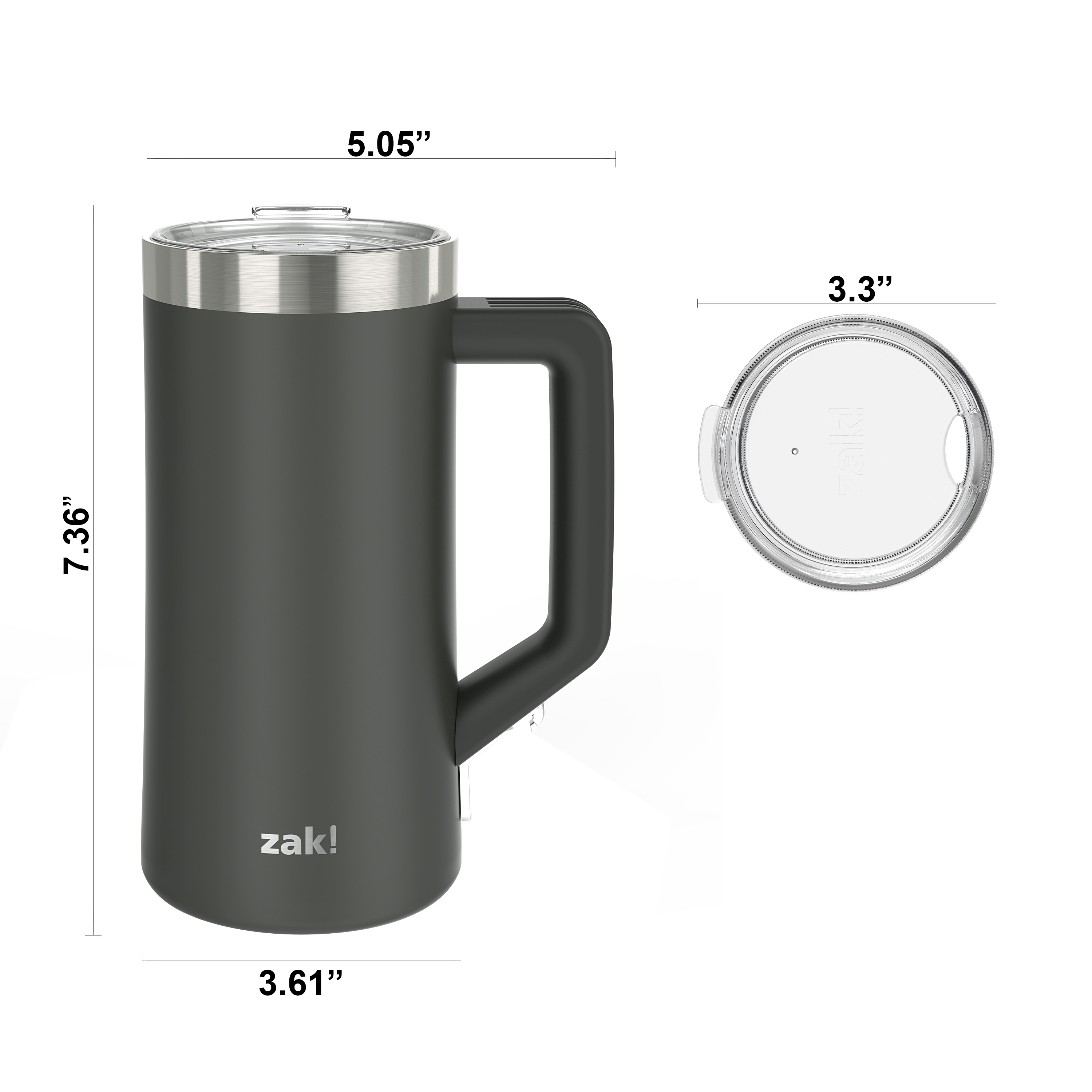 Creston 25 ounce Stainless Steel Vacuum Insulated Beer Stein, Charcoal slideshow image 7