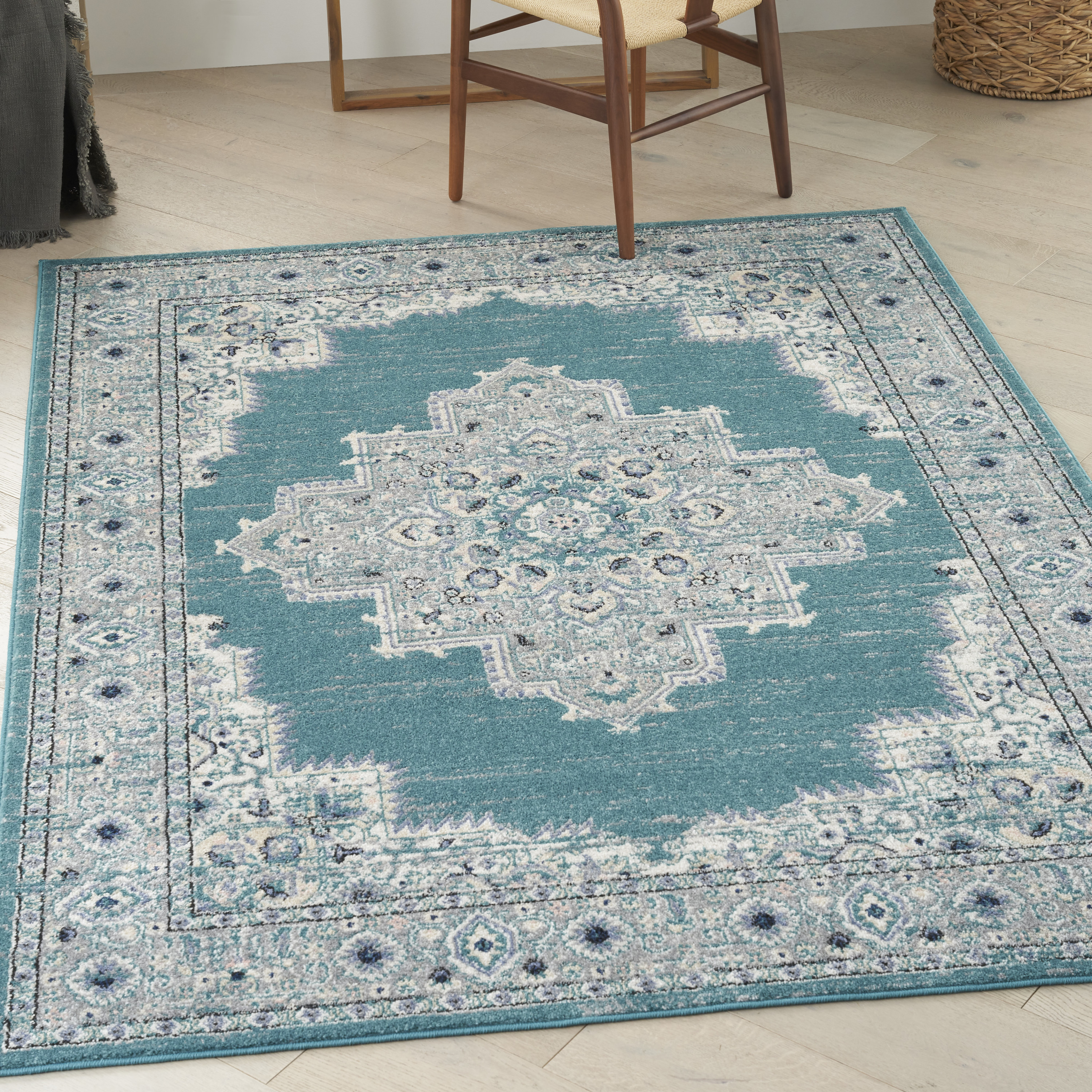 Nourison Passion 5'3" x 7'3" Turquoise Grey Bohemian Indoor Rug