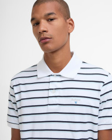 Ashill Striped Short-Sleeved Polo Shirt Classic White