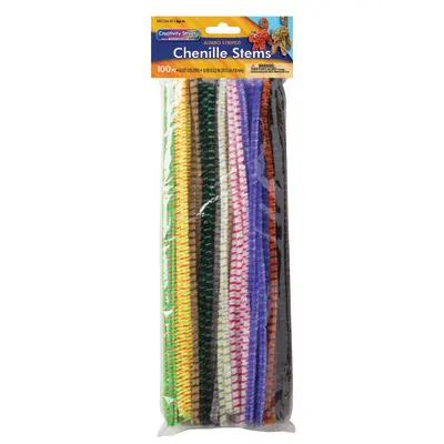 Creativity Street  Jumbo Stems, Assorted Striped Colors,  12" x 6 mm, 100 Pieces