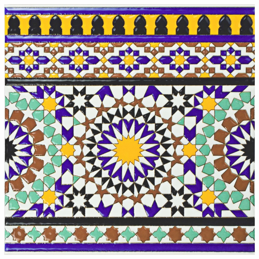 Sevillano Andalusia Cenefa 7-7/8 in. x 7-7/8 in. Ceramic Wall Tile