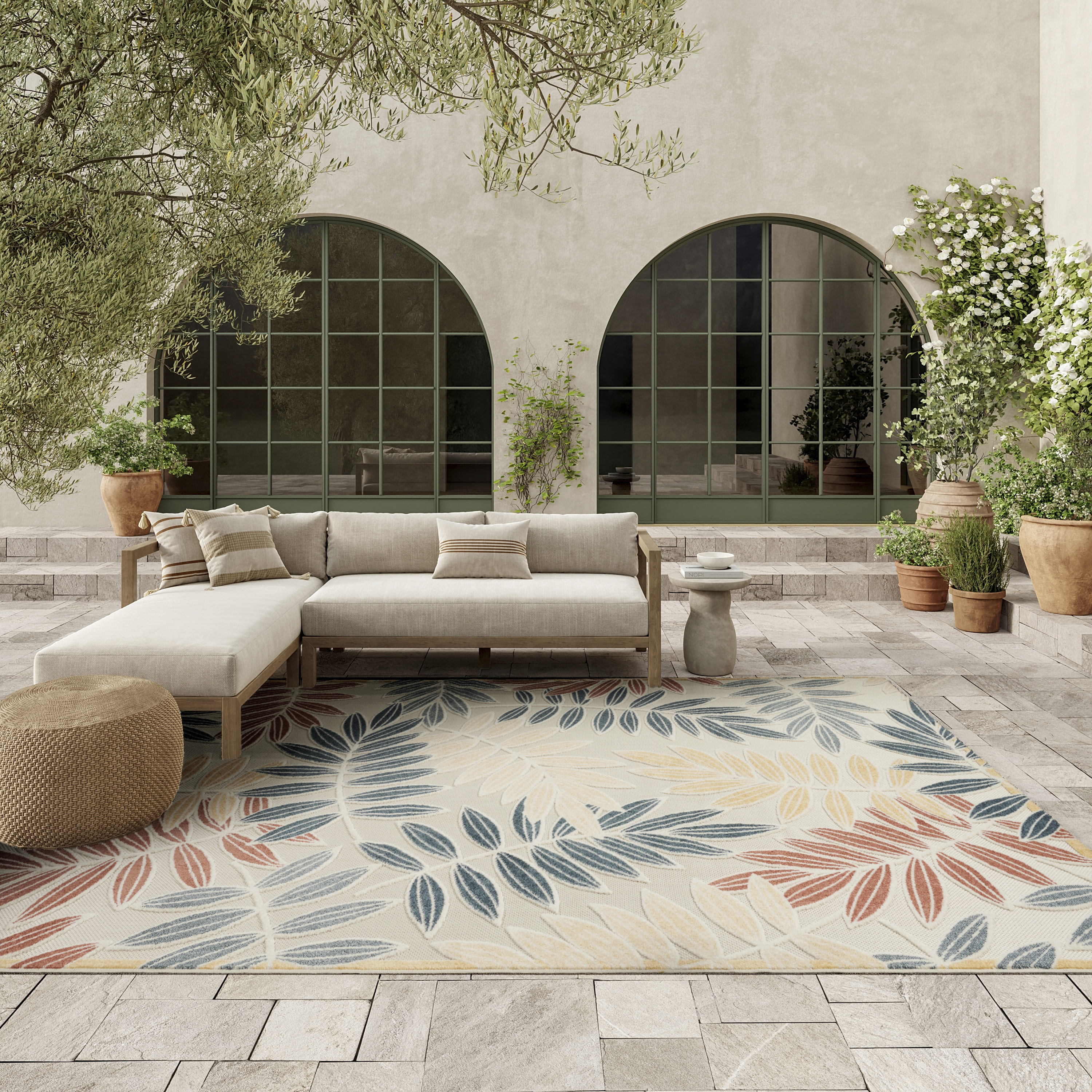 Nourison Aloha 7'10" x 10'6" Ivory Blue Modern Rug