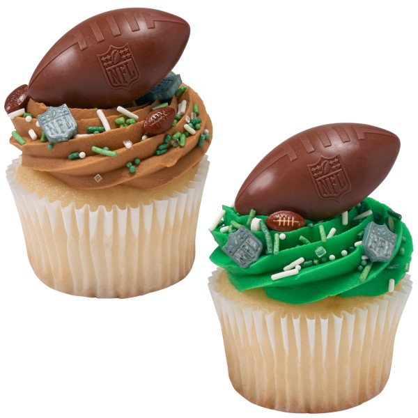 NFL Brown Football with Shield Cupcake Rings